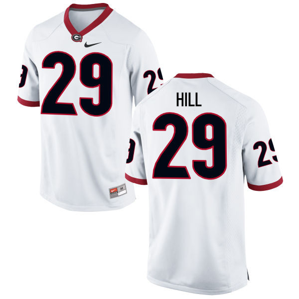 Men Georgia Bulldogs #29 Tim Hill College Football Jerseys-White - Click Image to Close